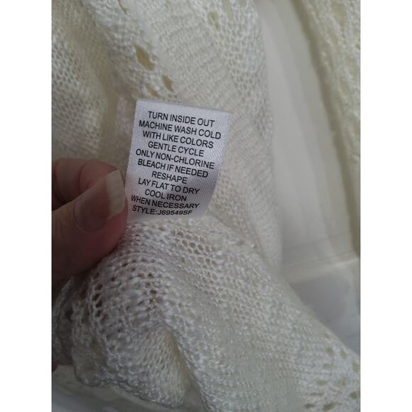 Boho eyelet cream duster cardigan Cottagecore lightweight fairy Ties coastal - Picture 5 of 10
